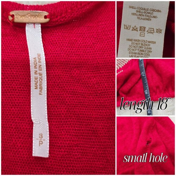 Free People Boho Embroidered Top S โ Open Back Flutter Sleeve Red Festival EUC - Picture 11 of 12
